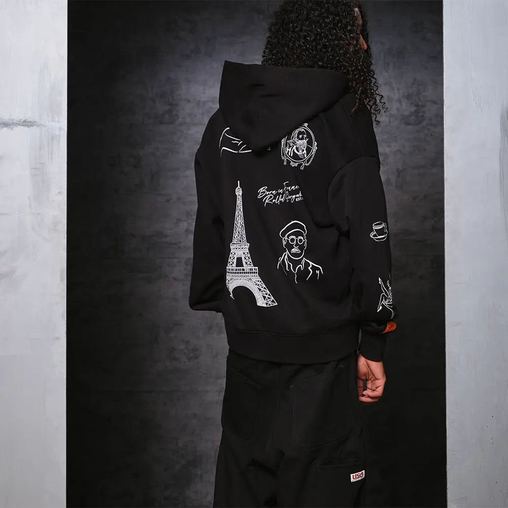 Merci Zip-Up Hoodie - Black