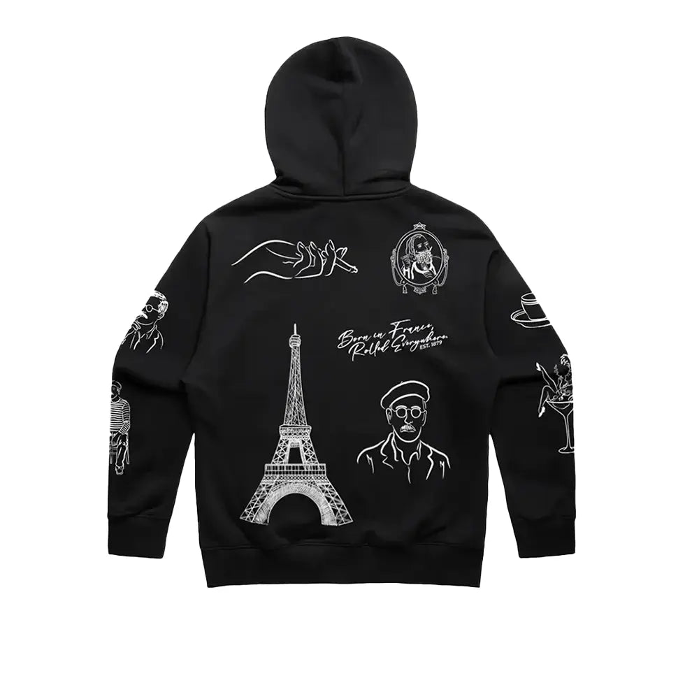 Merci Zip-Up Hoodie - Black