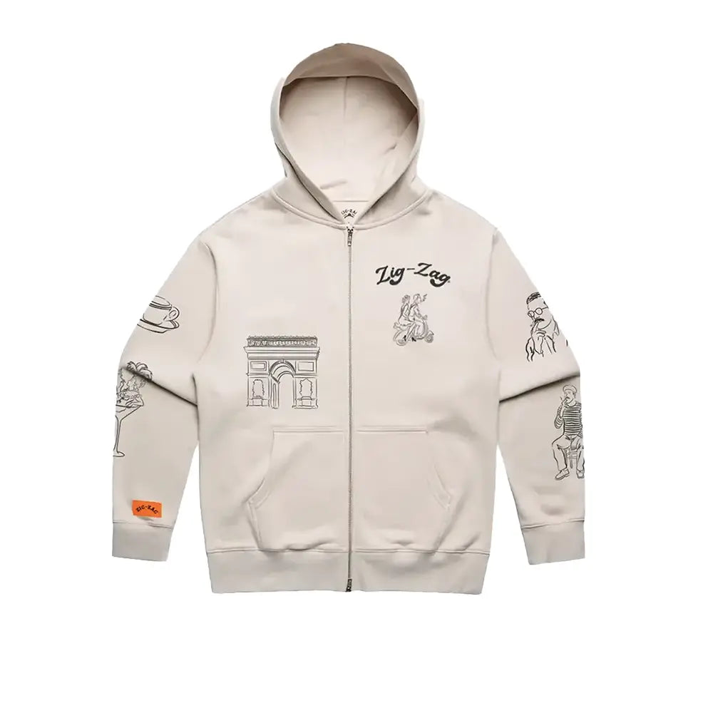 Merci Zip-Up Hoodie - Bone