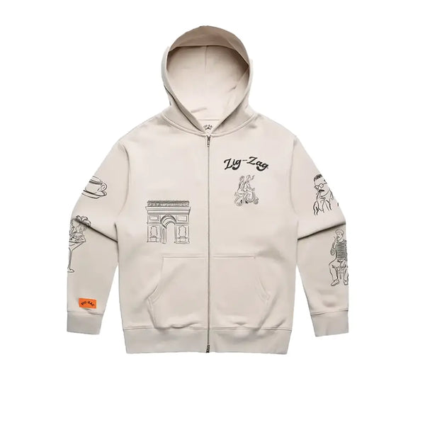 Merci Zip-Up Hoodie - Bone